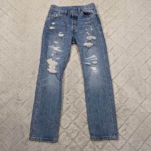 Levi's Jeans Women's 27 Blue Vintage Wash 150th Anniversary Selvedge Distressed